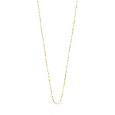 Gargantilla oro 18 kt, plata y anillas rectangulares 40 cm