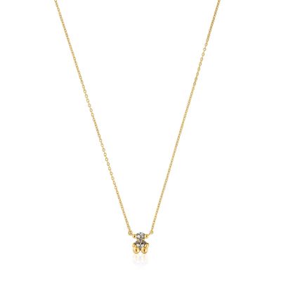 Collar corto oso baño oro 18 kt y espinela verde LGG