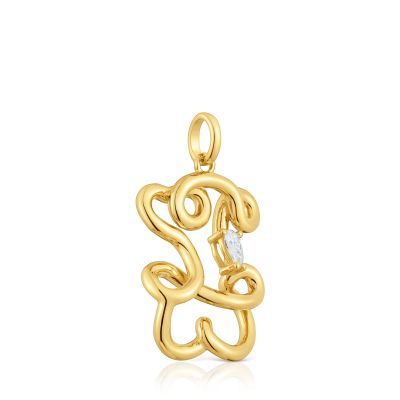 Imagen 2 del producto Colgante oso oro 18 kt plata con diamantes lab Lio LGD