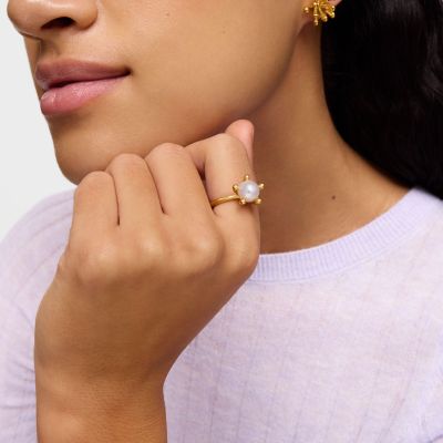 Imagen 2 del producto Anillo con baño de oro 18 kt sobre plata y perla cultivada