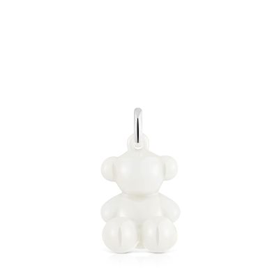 Colgante oso de plata y cerámica blanca Bold Bear