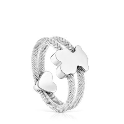 Imagen 2 del producto Anillo doble de plata Icon Mesh