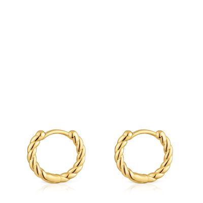 Imagen 2 del producto Aros cortos trenzado con baño de oro 18 kt sobre plata 10 mm
