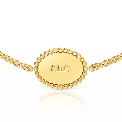 Pulsera cadena con baño de oro 18 kt plata placa TOUS Mom