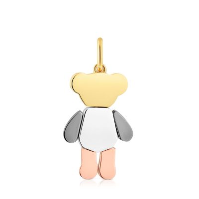 Colgante oso de plata tricolor Teddy Bear