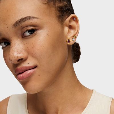 Imagen 2 del producto Aros con baño de oro 18 kt sobre plata y amatista