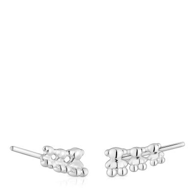 Pendientes trepadores osos de plata Bold Bear