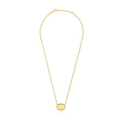 Imagen 2 del producto Collar corto con baño de oro 18 kt sobre plata placa Mom