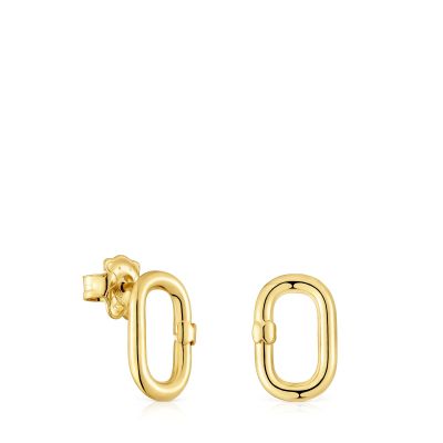 Pendientes pequeños TOUS Hold Oval en plata y oro 18 kt