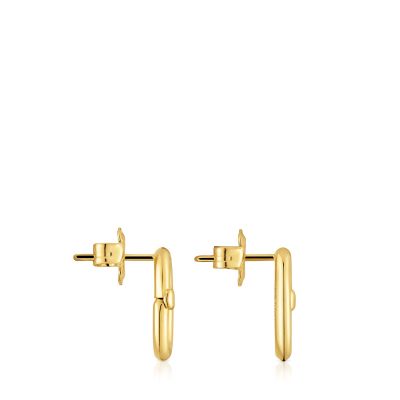 Imagen 2 del producto Pendientes pequeños TOUS Hold Oval en plata y oro 18 kt
