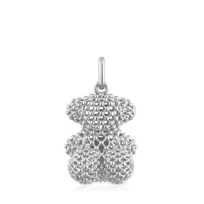 Colgante oso mediano texturizado de plata 22 mm Bold Bear