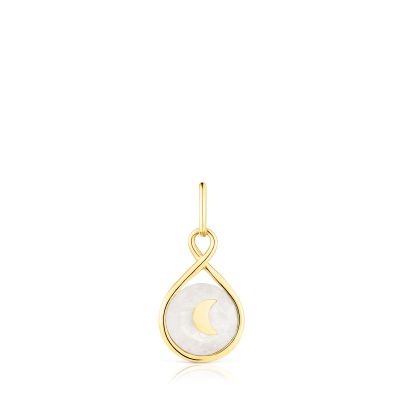 Colgante reversible de vermeil y piedra luna Alma Motif