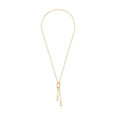 Imagen 2 del producto Collar corto oro 18 kt c/colgante doble y anilla Hold Oval