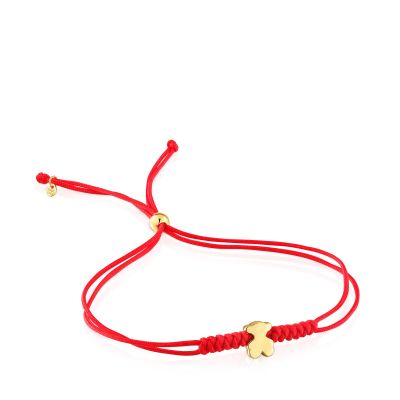 Imagen 1 del producto Pulsera de oro motivo oso y nylon en color rojo Sweet Dolls