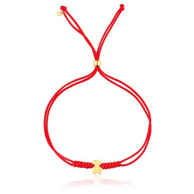 Imagen 2 del producto Pulsera de oro motivo oso y nylon en color rojo Sweet Dolls