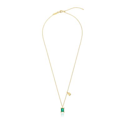 Imagen 2 del producto Collar oso oro 18 kt, plata y esmeralda LGG Bold Bear