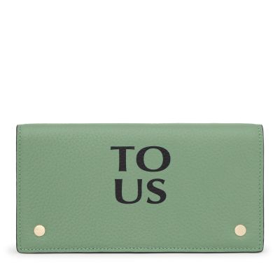 Billetera Flat de piel caqui Balloon TOUS