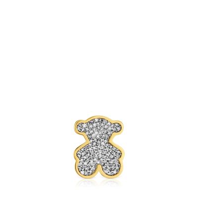 Charm oso con baño de oro 18 kt sobre plata y diamantes