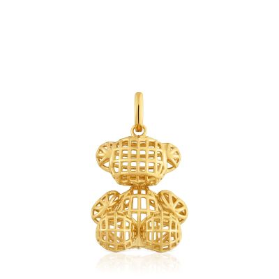 Colgante oso troquelado con baño de oro 18 kt sobre plata