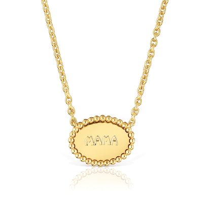 Collar corto con baño de oro 18 kt sobre plata placa Mama