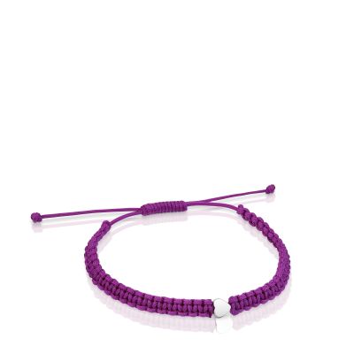 Pulsera flor de plata y nylon lila TOUS Motivos
