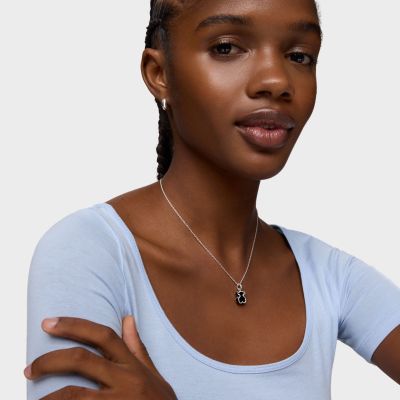 Imagen 2 del producto Collar de plata y metacrilato negro Galaxy