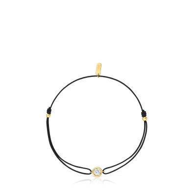 Imagen 2 del producto Pulsera nylon negro, oro 18 kt, plata y diamante LGD