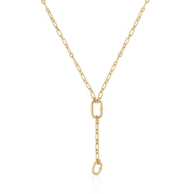 Collar mediano con baño de oro 18 kt sobre plata con anilla