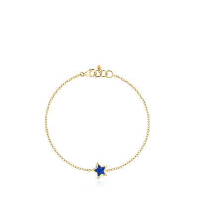 Imagen 2 del producto Pulsera cadena de oro 14 kt y lapislázuli XXS