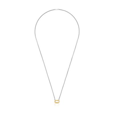 Imagen 2 del producto Collar corto de acero y anilla de oro Hold Oval