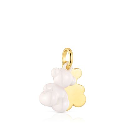 Imagen 2 del producto Colgante doble oso con baño de oro 18 kt sobre plata y cerámica blanca Bold Bear