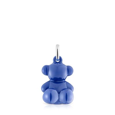 Colgante oso de plata y cerámica azul marino Bold Bear