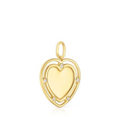Imagen 2 del producto Colgante corazón baño de oro 18 kt sobre plata y topacios
