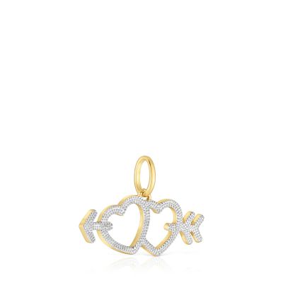 Imagen 2 del producto Colgante baño de oro 18kt sobre plata nácar flecha/corazon