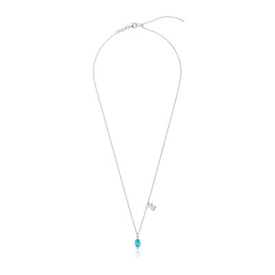 Imagen 2 del producto Collar corto motivo oso de plata y zafiro azul  laboratorio