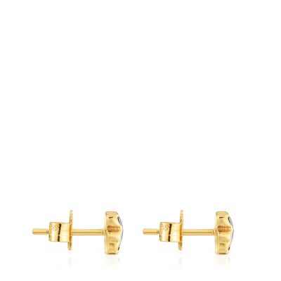 Imagen 2 del producto Pendientes oso oro 18 kt, plata y ónix 6 mm Icon Color