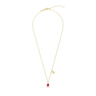 Imagen 2 del producto Collar motivo oso con baño de oro 18 kt sobre plata y rubí