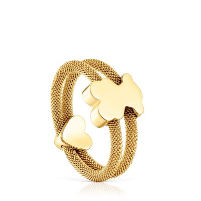 Imagen 2 del producto Anillo doble con baño de oro 18 kt sobre plata Icon Mesh