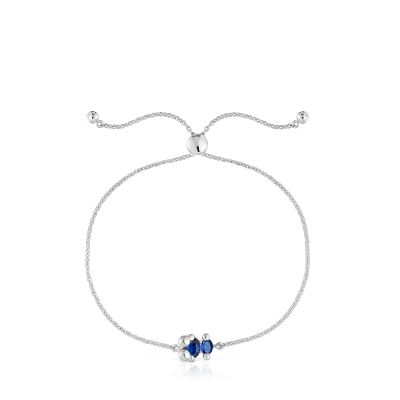 Imagen 2 del producto Pulsera cadena motivo oso de plata y zafiro azul creado en laboratorio Color Bear LGG