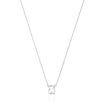 Collar corto de plata y motivo oso New Silueta