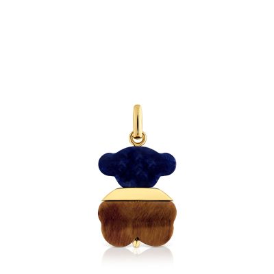 Colgante con baño de oro 18 kt sobre plata, sodalita y ojo de tigre Sweet Dolls