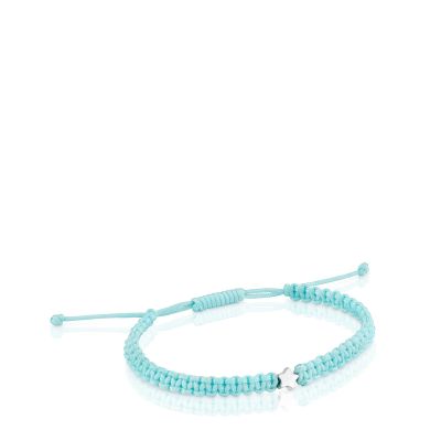 Pulsera estrella de plata y nylon turquesa TOUS Motivos