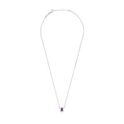 Imagen 2 del producto Collar corto motivo oso de plata y zafiro lila creado en laboratorio Color Bear LGG