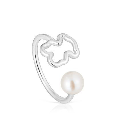 Anillo abierto de plata con perla cultivada New Silueta