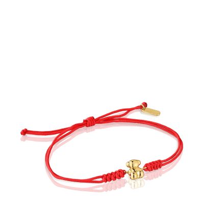 Pulsera de nylon y oso de oro en color rojo Bold Bear