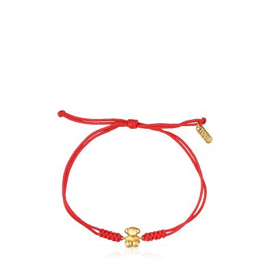 Imagen 2 del producto Pulsera de nylon y oso de oro en color rojo Bold Bear