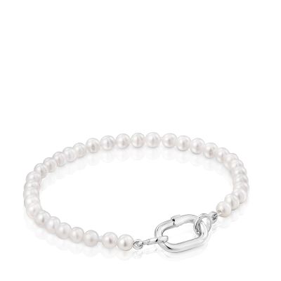 Imagen 1 del producto Pulsera con perlas cultivadas y anilla de plata Hold Oval