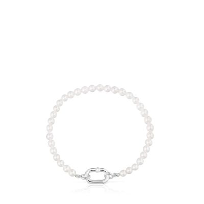 Imagen 2 del producto Pulsera con perlas cultivadas y anilla de plata Hold Oval