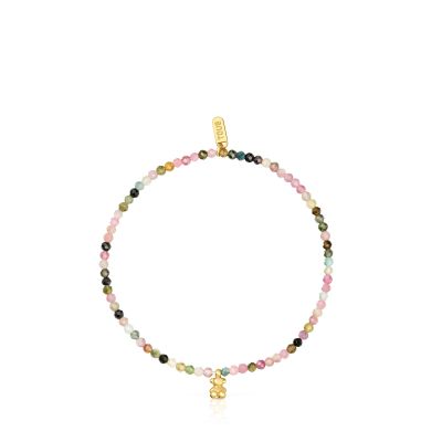 Imagen 2 del producto Pulsera elástica con baño de oro 18 kt sobre plata y turmalinas Bold Bear
