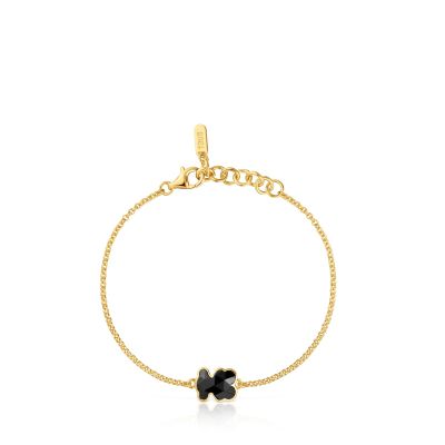 Imagen 2 del producto Pulsera cadena con baño de oro 18 kt sobre plata motivo oso en ónix Icon Color